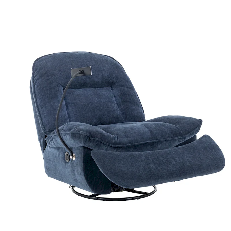 Adjustable Swivel Chenille Recliner with Phone Holder
