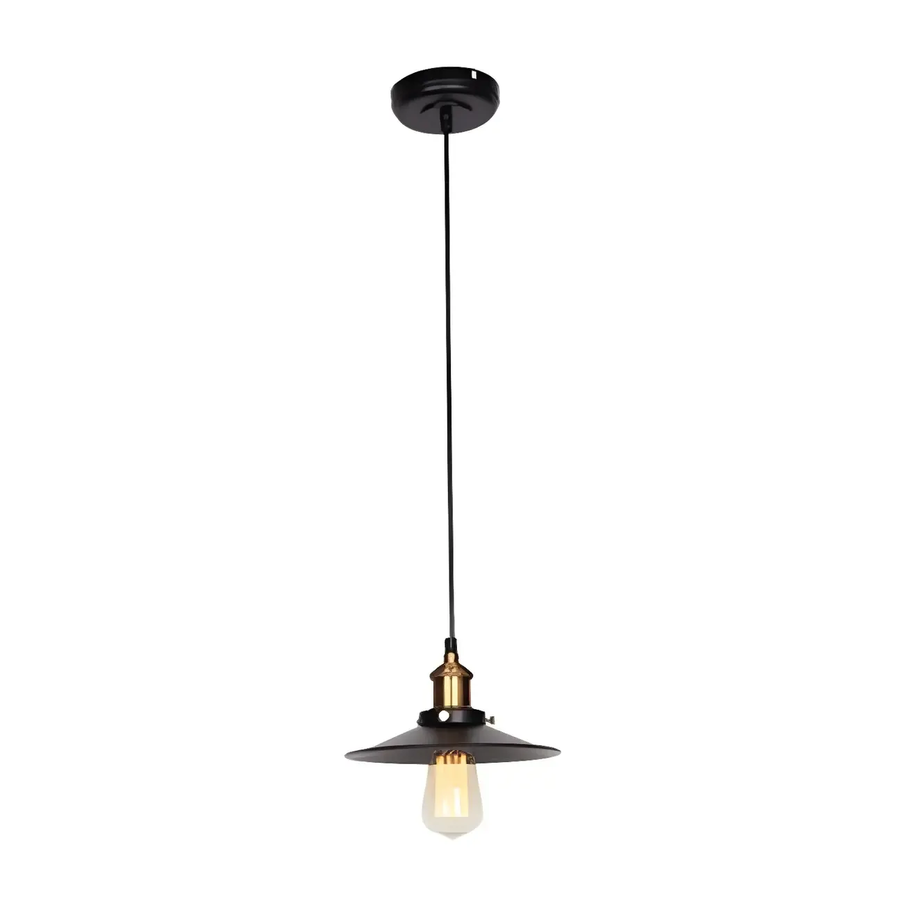 Industrial Black Metal Cone Hanging Pendant Light Fixture