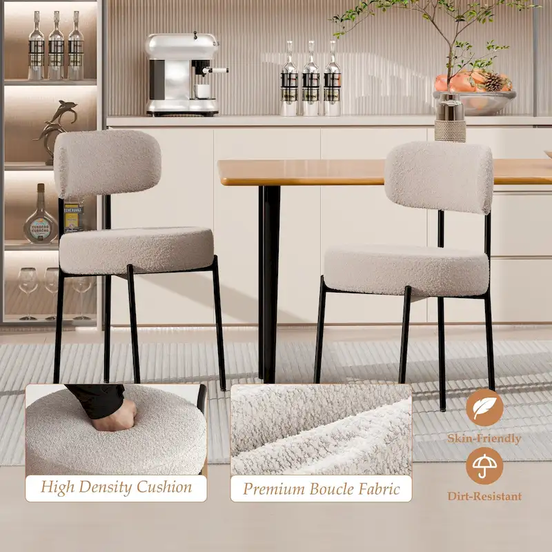 Mid-Century Modern Upholstered Boucle Dining Chairs (Set of 2/4/6)