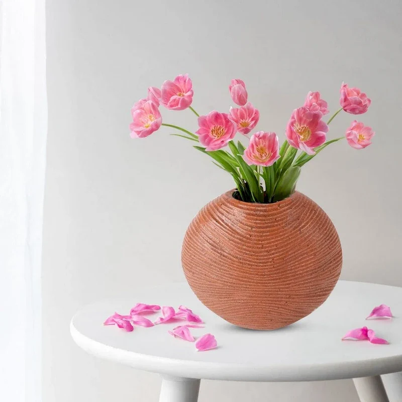 Terracotta Rustic Southwestern Round Vase