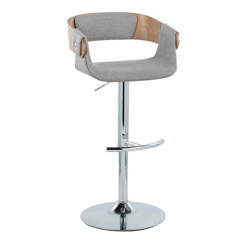 Adjustable Swivel Bar Stool - Grey/Cream Fabric - Single Seat