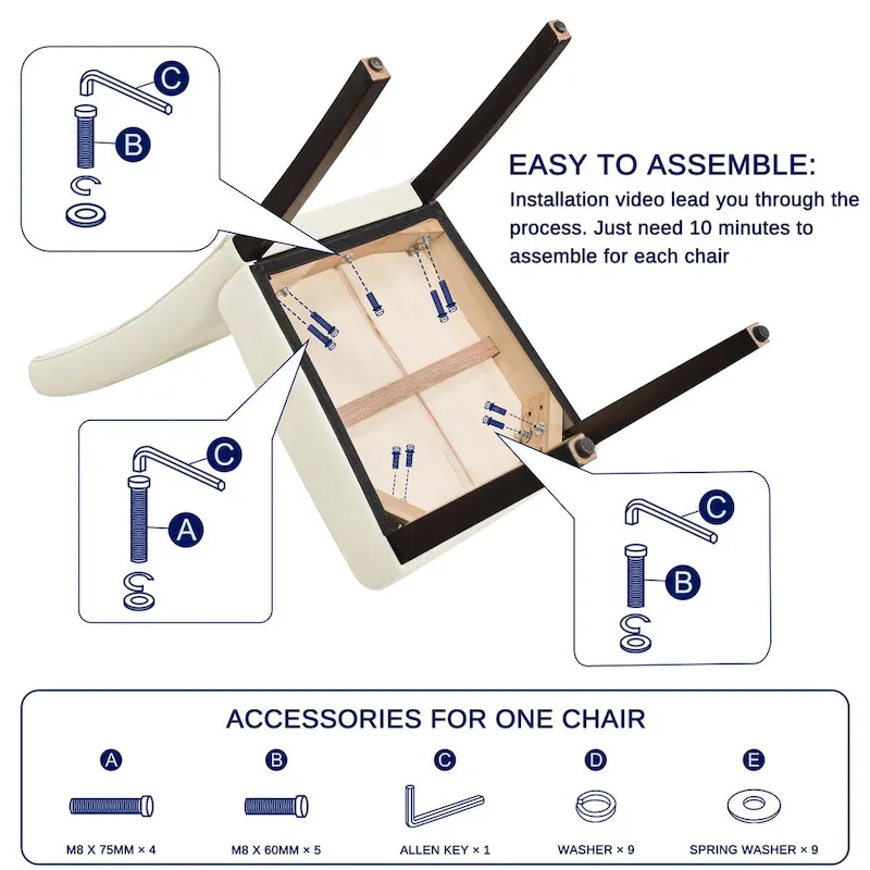 Subrtex Linen Parsons Upholstered Button Dining Chair (2-Pack)