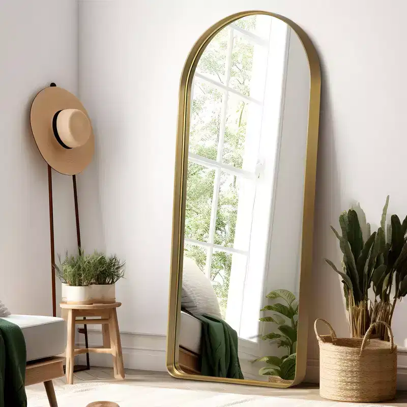 Aluminum Alloy Rounded Arch Imitation Electroplated Full Body Mirror 180x80x5cm (Deep Mirror - No Bracket)