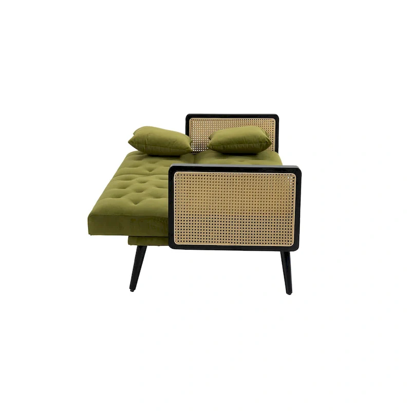 Velvet Upholstered Tufted Sleeper Loveseats Armsofa with Metal Feet