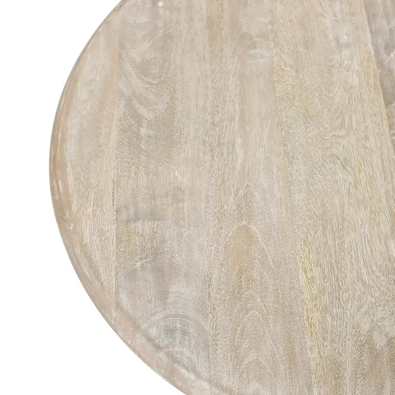 Natural White-Washed Round Mango Wood Side Table