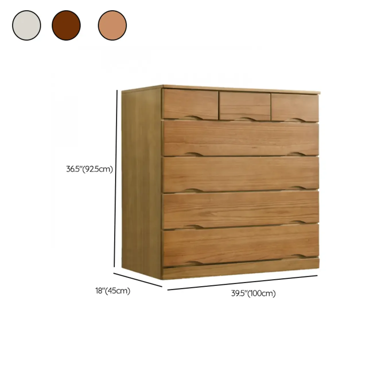 Natural Wood Double Dresser with Lockable Drawer