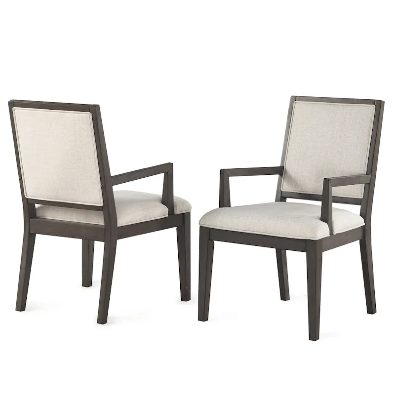 Washed Grey Wooden Arm Chair, Set of 2