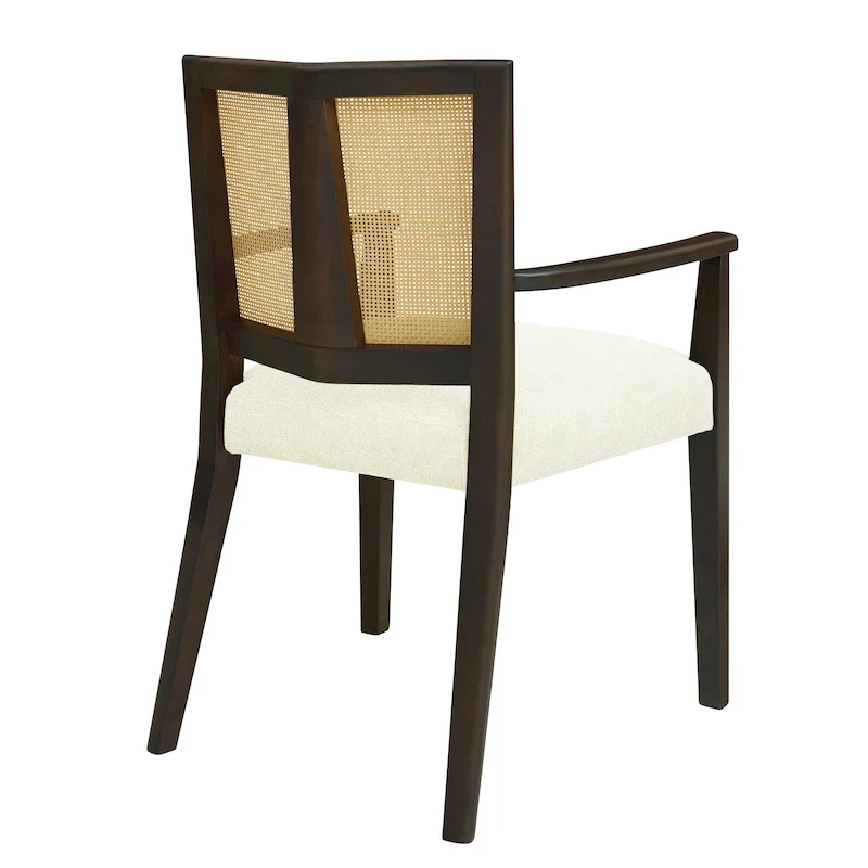 Christopher Knight Home - Harrison Mid-Century Upholstered Arm Dining Chair Set of 2 with Rattan Back