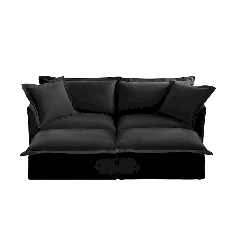 83.4 Chenille 2-Seater Sectional Sofa with Ottomans