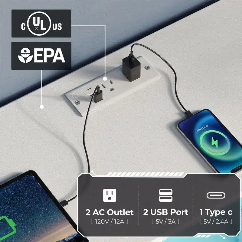 Dresser with Power Outlets and LED Lights