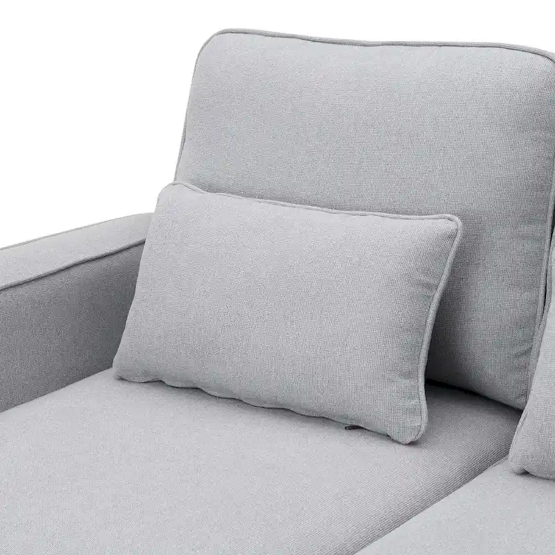104 4-Seater Modern Linen Fabric Sofa with Armrest Pockets and 4 Pillows