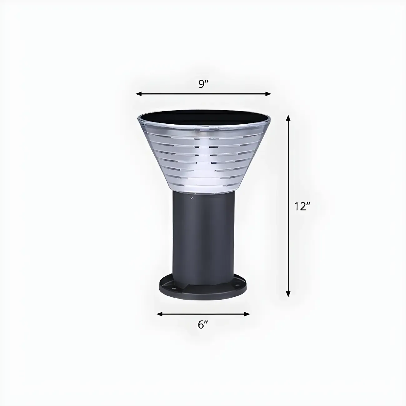 Modern Solar Pillar Conical Metal Landscape Lighting