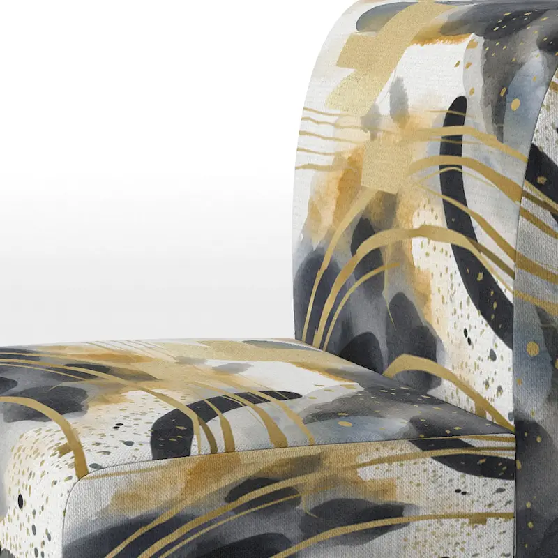 Designart  Pastel Abstract With Blue Black & Gold Spots III  Upholstered Fractals Accent Chair and Modern Arm Chair