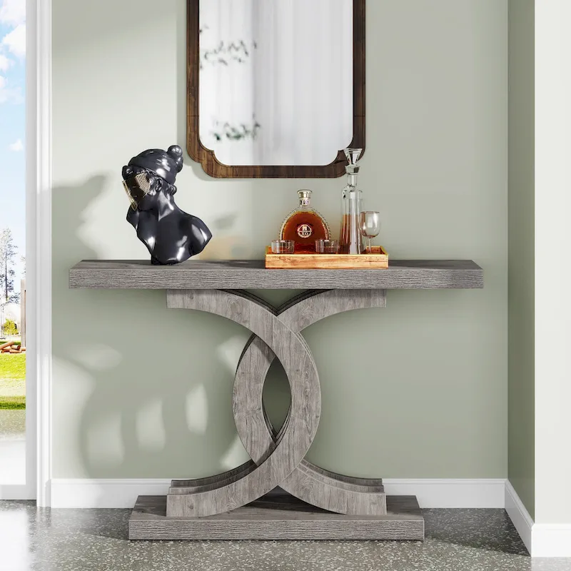 Console Table, Entryway Table with Geometric Legs, Sofa Table - 11.81  D x 39.37  W x 31.49  H