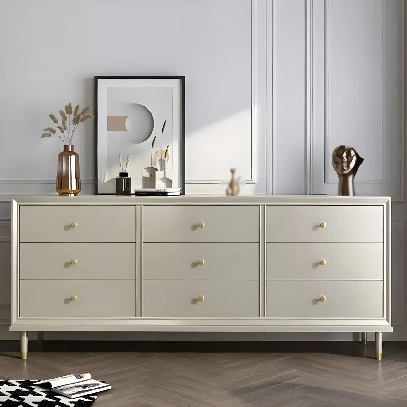 Elegant Off-White Wooden Dressers & Chests with Drawers