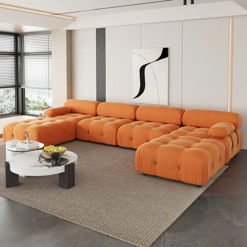 U-shaped Velvet Upholstery Sectional Modern Modular Couch