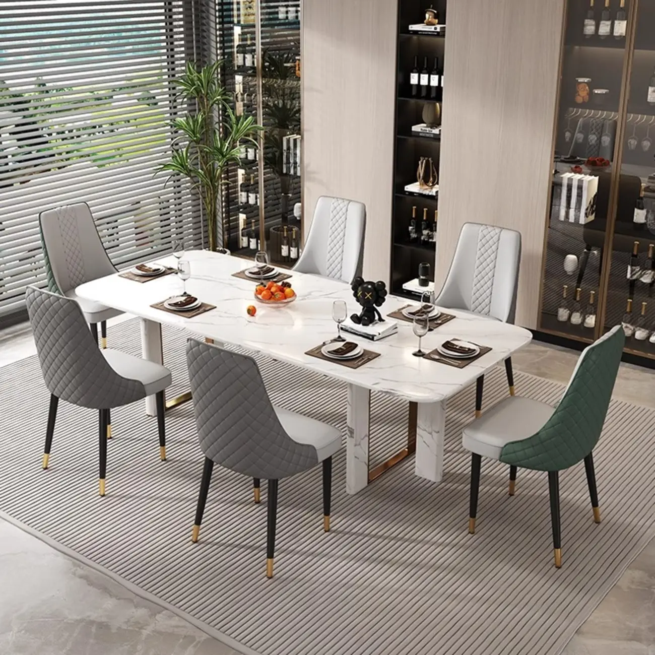 Faux Leather Dining Chair with High Back Sloped Arm