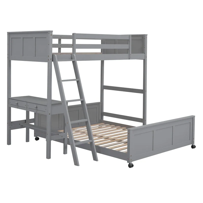 Full Over Full/Twin Over Full Bunk Bed with Desk