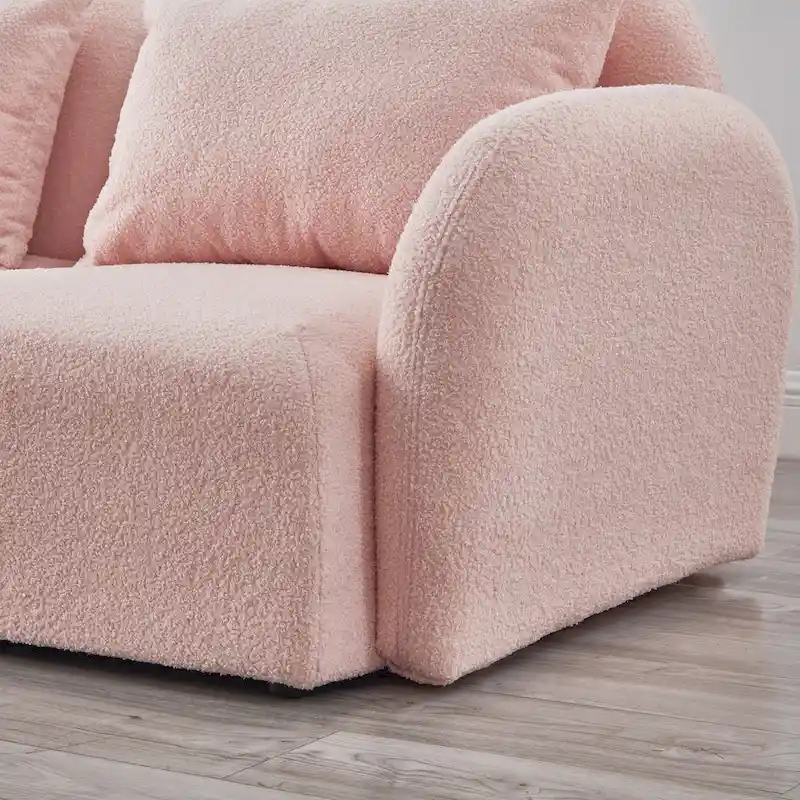 Living Room Furniture Three Seat Lazy Sofa Teddy Fabric White