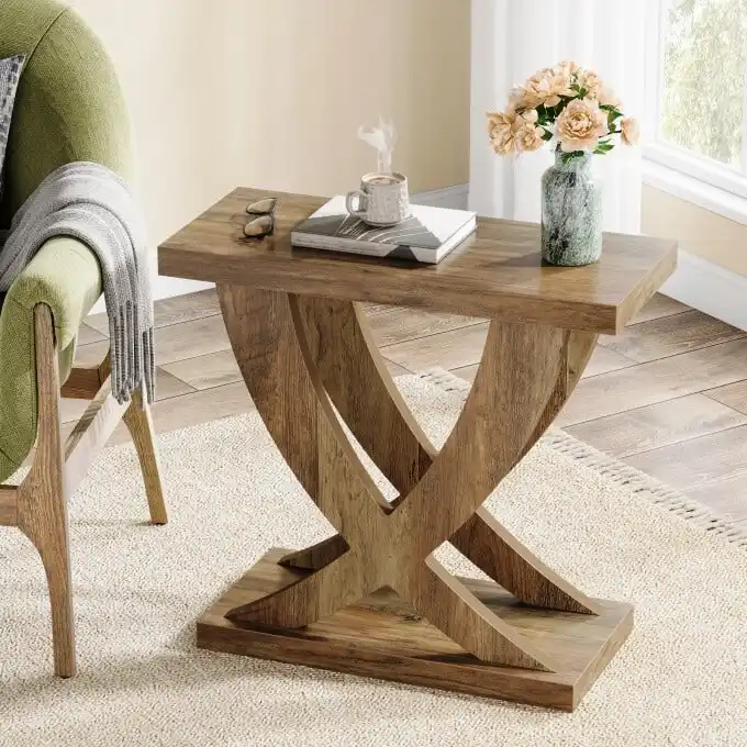 Narrow End Table with Fishtail Base for Living Room and Study