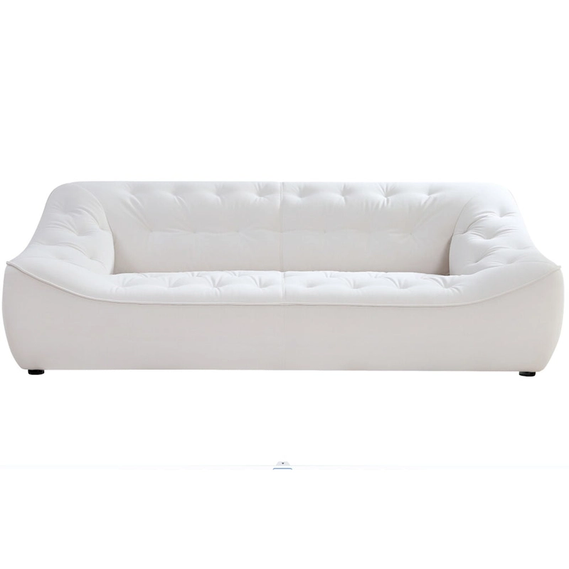 White Durable Fabric Sofa with Solid Wood Frame