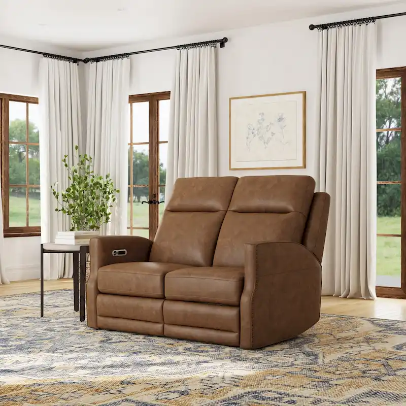 Maxwellton Cedar Power Reclining Loveseat with Power Headrests and Lumbar by Flexsteel - 56  x 42  x 39