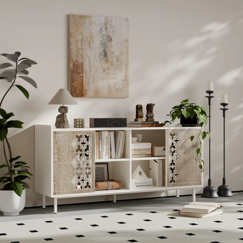 Rustic Vintage Style Storage Cabinet With 2 Doors, Push-Pull, Suitable For Tv Stand Table,Sideboards,Accent Cabinets