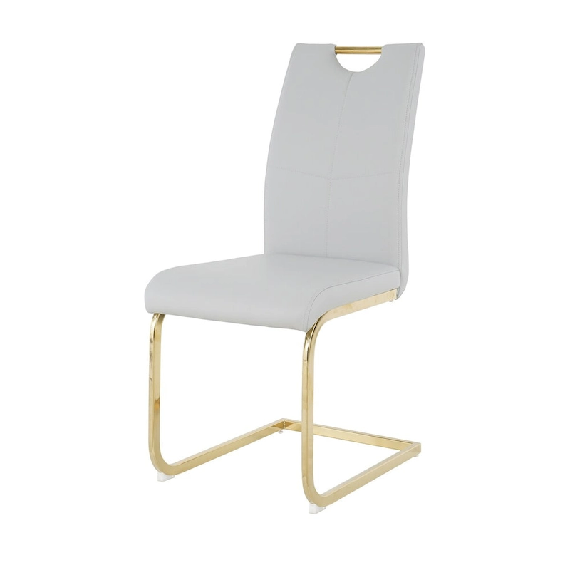 Modern Faux Leather Padded Seat Dining Chairs with gold Metal Legs,Set of 2