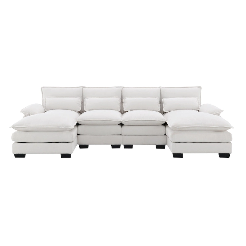Modern Upholstered 6-Seat Modular U-Shaped Sleeper Sectional Sofa