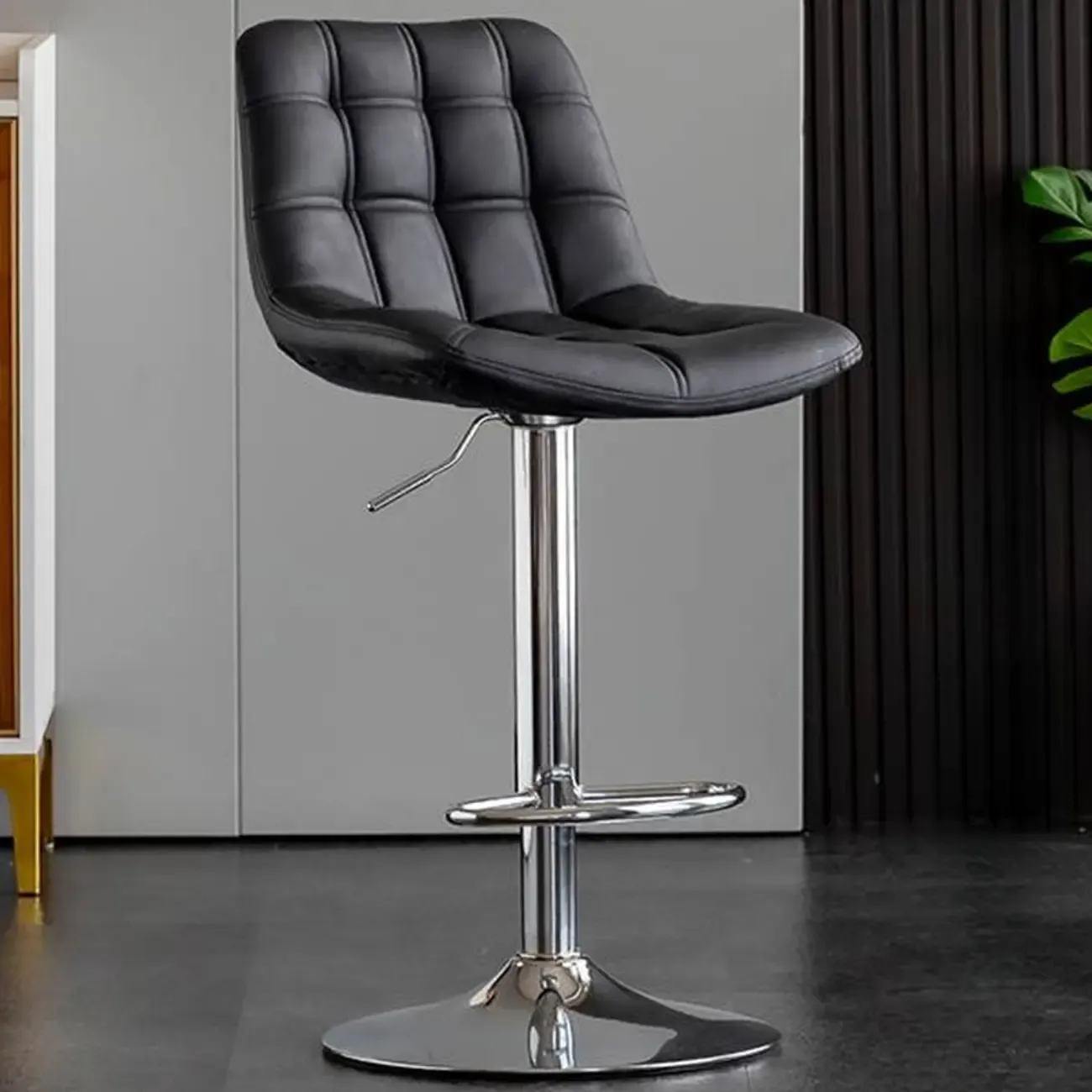 Glam Faux Leather Swivel Adjustable Bar Stools