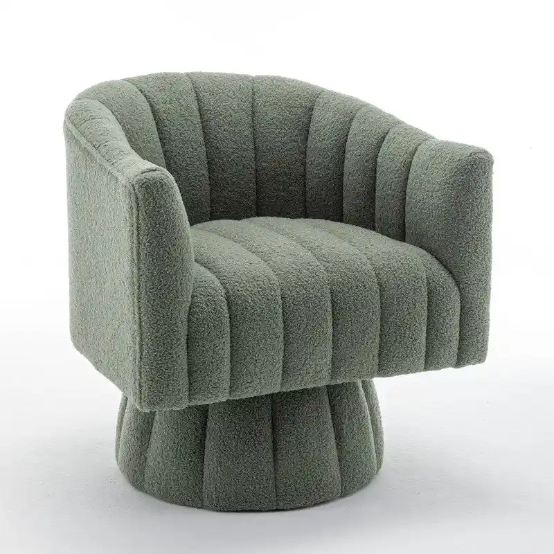 SEYNAR Modern Glam Velvet Upholstered Round Swivel Accent Barrel Chair