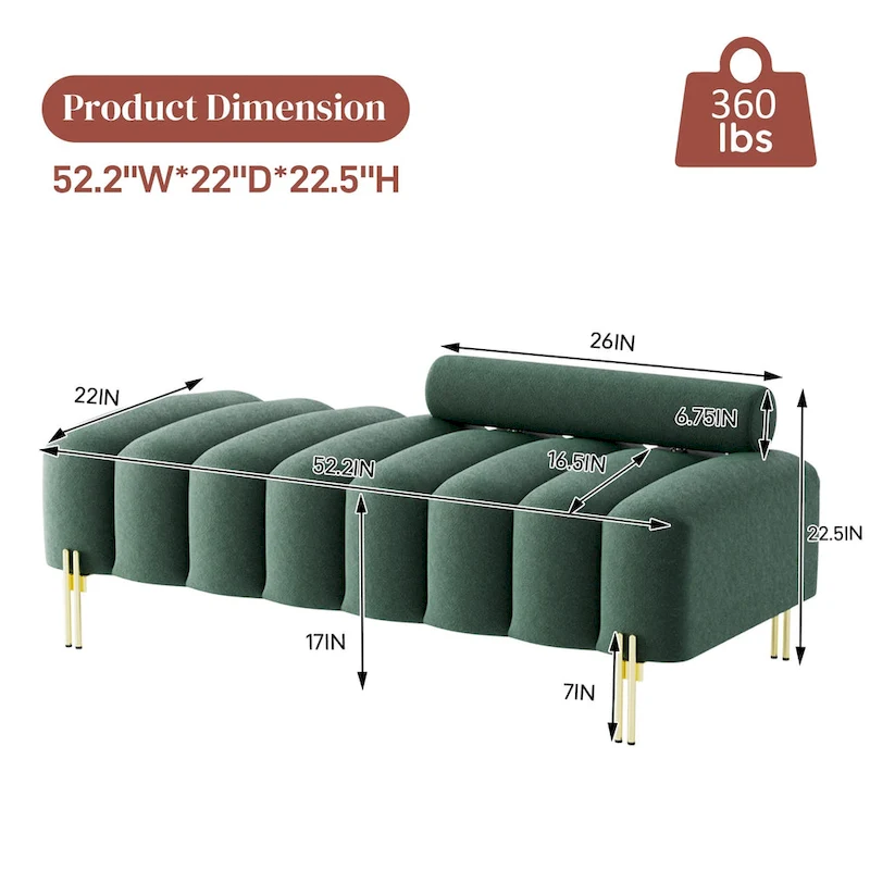 Ouyessir 52.2 Modern Channel Tufted Window Bench with Adjustable Back