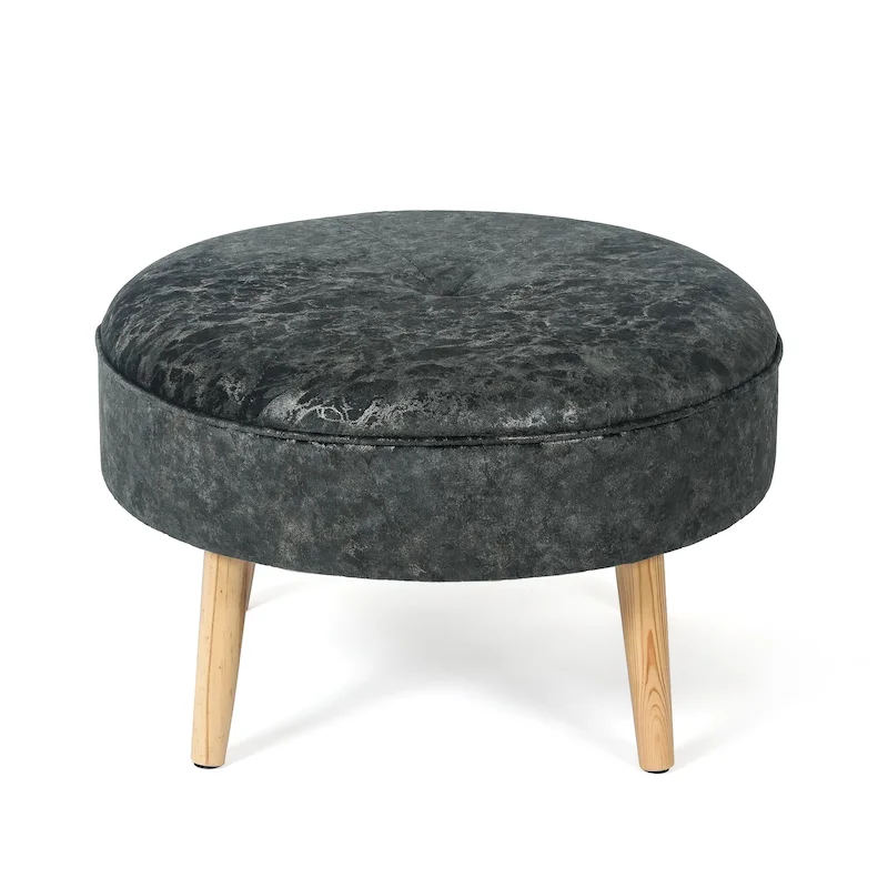 Adeco Carrington Juttersbo Round Tufted Fabric Ottoman