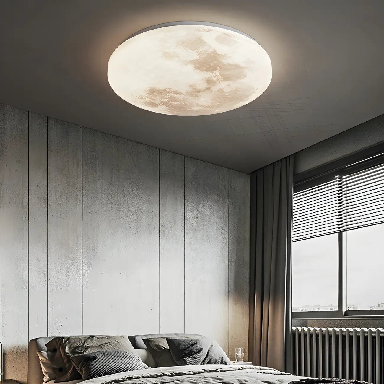 Modern Moon Design Dimmable LED Flush Mount Ceiling Light