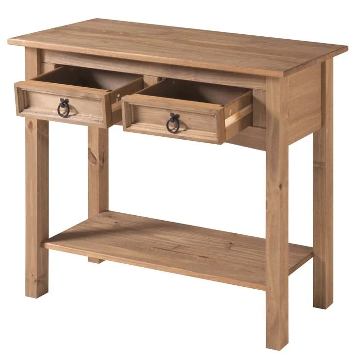 Wood Hall Table Console with 2 Drawers