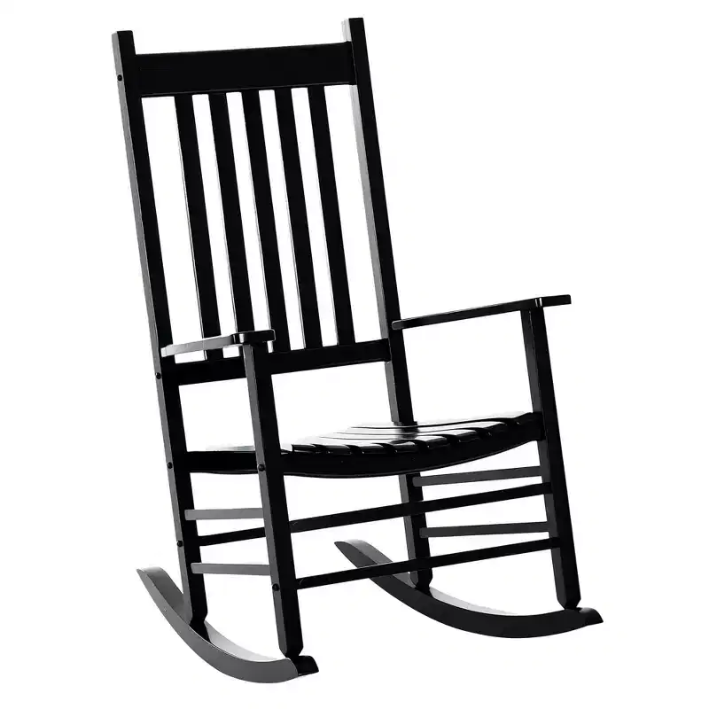 Outdoor Rocking Chair, Patio Rocking Chair with Smooth Curves, High Density Wooden Rockers for Lawn Garden Porch, Supports Up to 350lbs