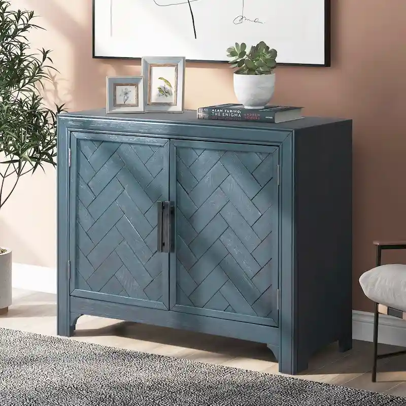 40  Cabinets with Unique Design Doors with 1 Adjustable Shelves,Suitable for Multiple Rooms Such as Living Room and Study Room