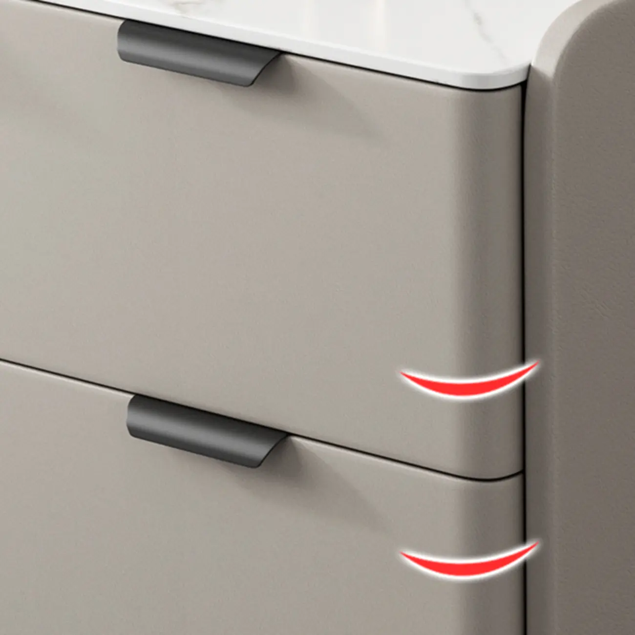 Tall 4-Drawer Stone Top Wooden L-Shaped Sofa End Table