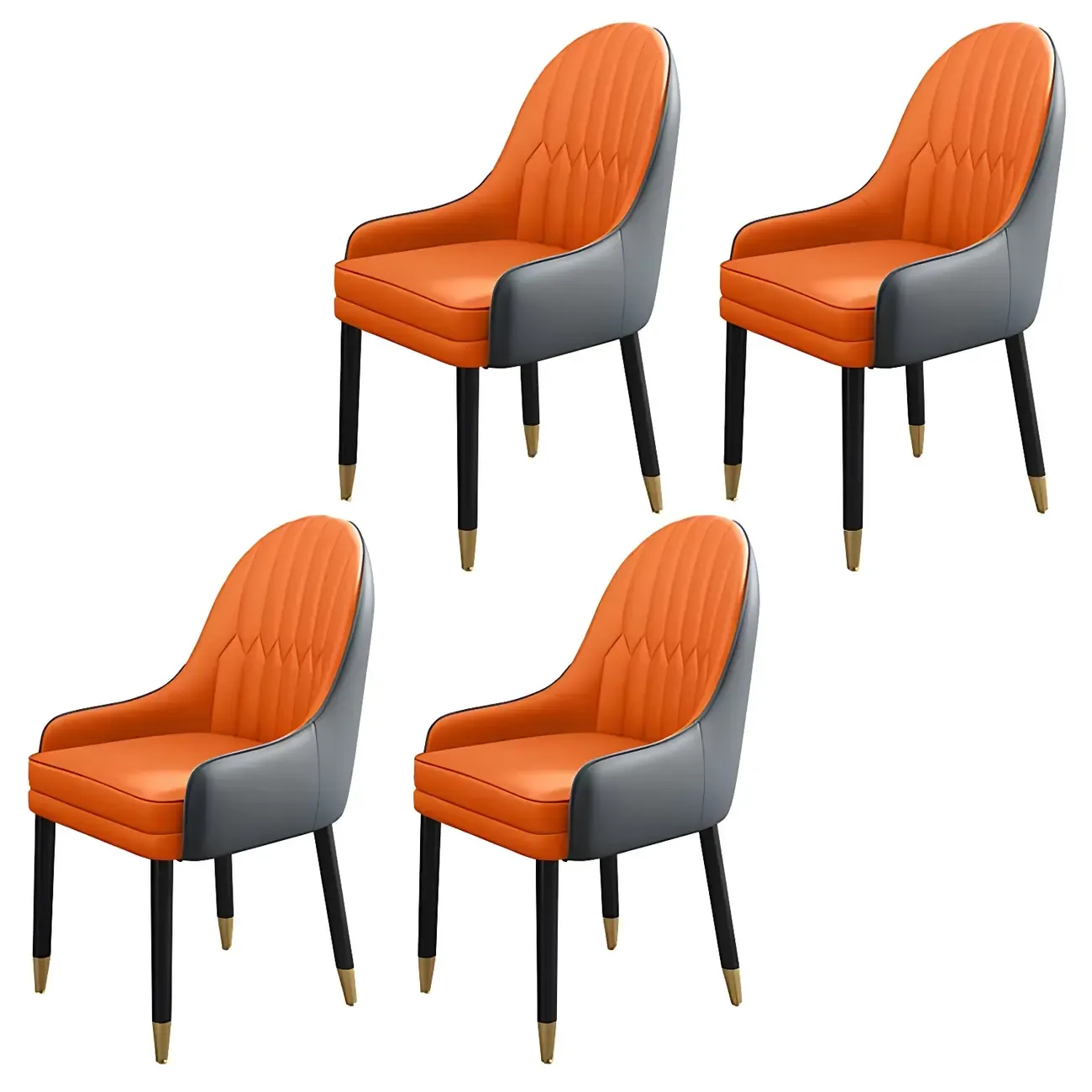 Modern Leather Upholstered Dining Chair with Arms