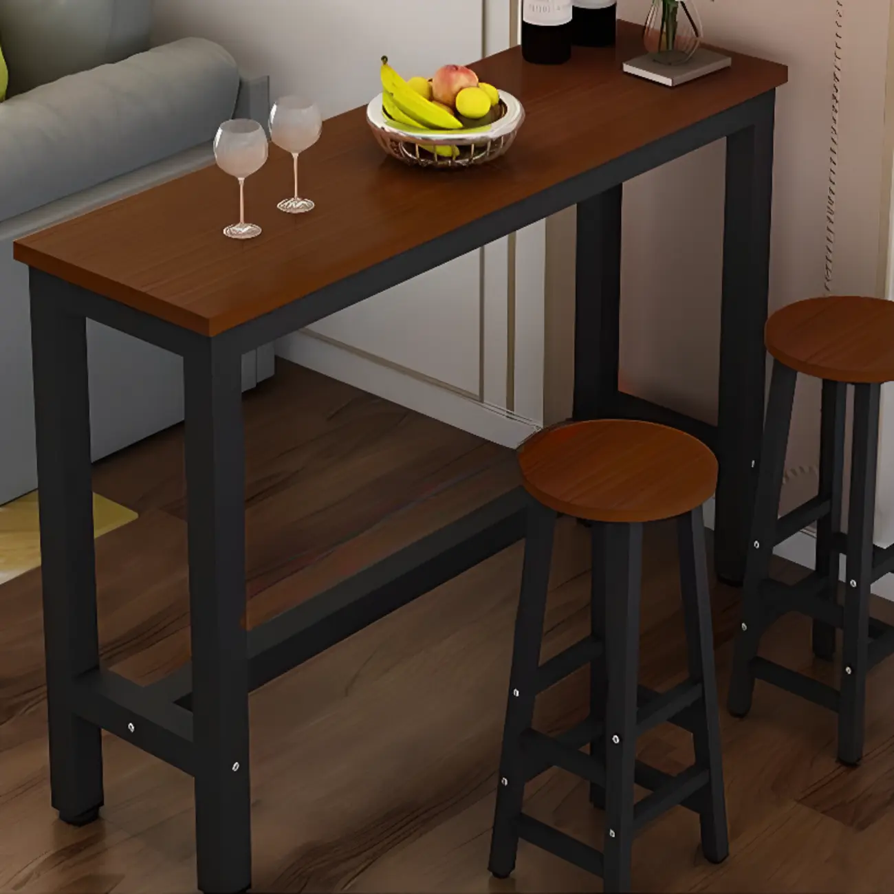 Modern Brown Wooden Fixed Top Bar Tables