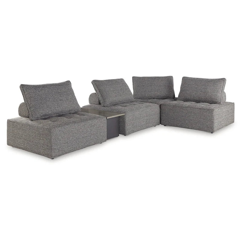 Signature Design by Ashley Bree Zee Gray 5-Piece Outdoor Sectional - 114 W x 76 D x 35 H
