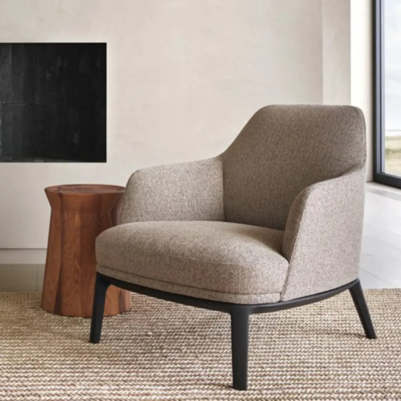 Modern High Back Living Room Accent Chair with Ottoman