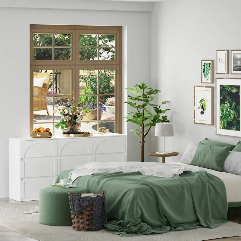 White 9-Drawer Storage Dresser with Stylish Design and Anti-Tip Feature