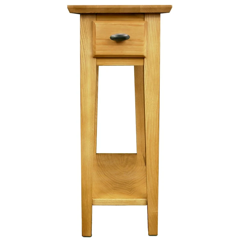 Solid Wood Narrow Side Table with Drawer and Shelf