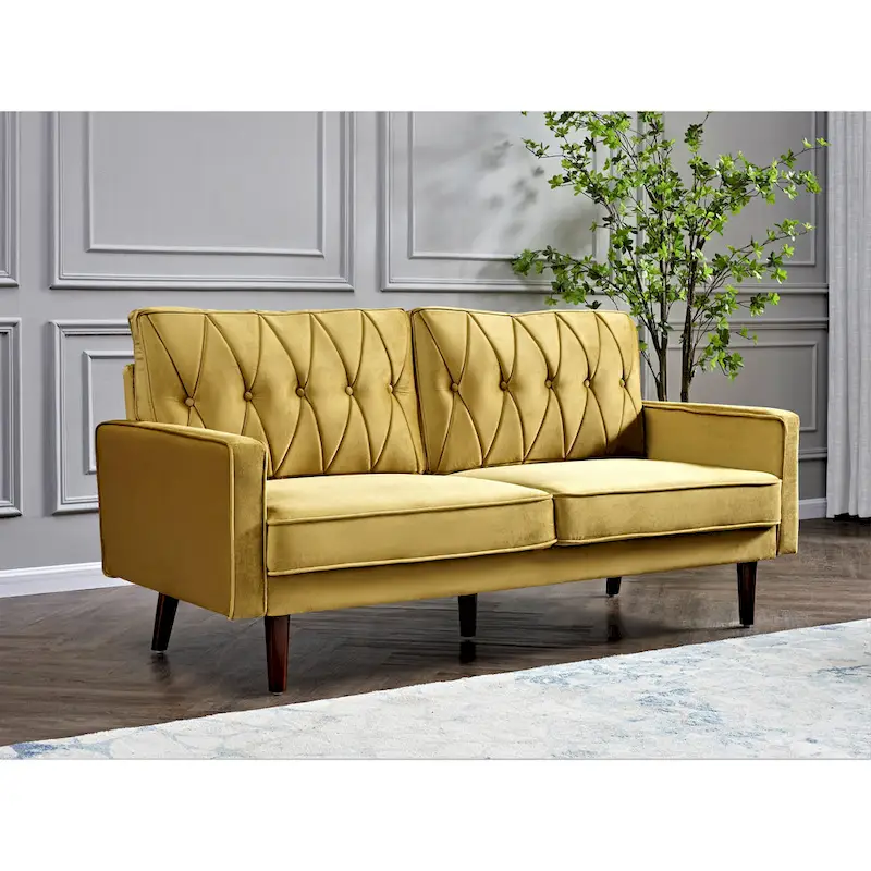 Feemster 69.3 Wide Velvet Tufted Cushion Back Sofa