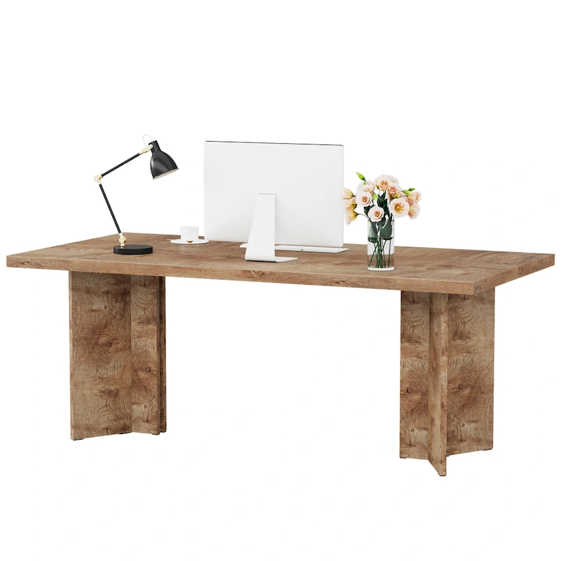 63-Inch Executive Office Desk, Modern Wood Large Computer Desk