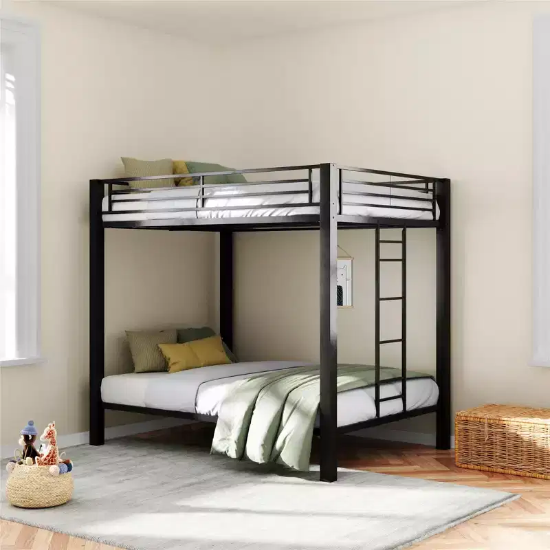 RealRooms Burleigh Full over Full Metal Bunk Bed Frame, Black