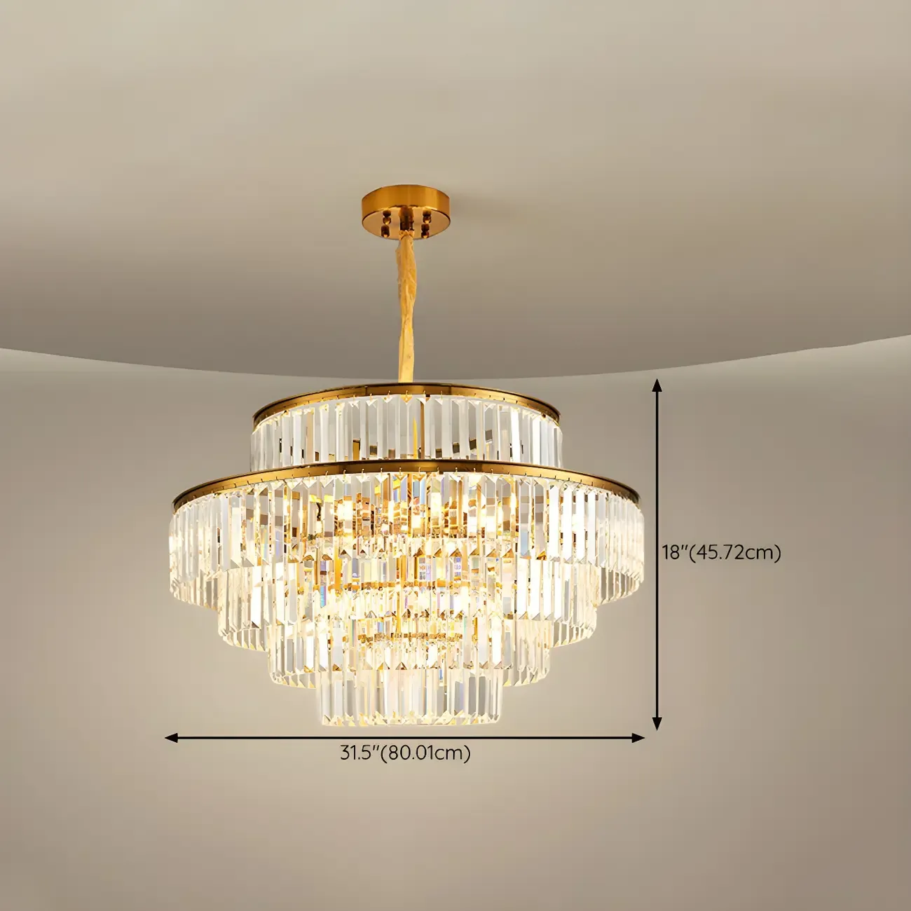 Gold Crystal Cylinder Tier Circle Chandelier