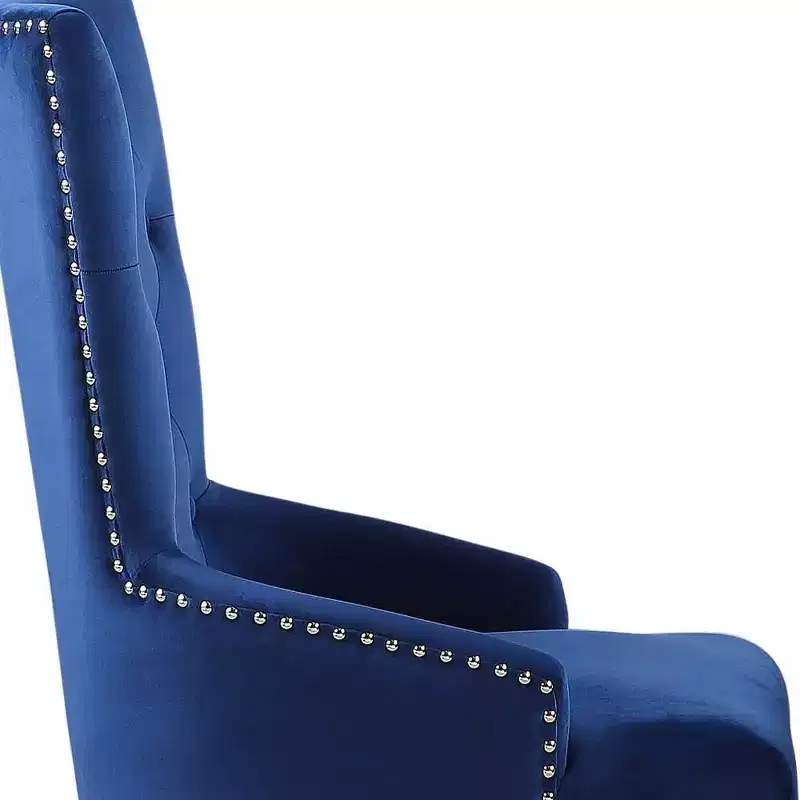 21" Varian Side Chair Blue Fabric/Antique Platinum - Acme Furniture