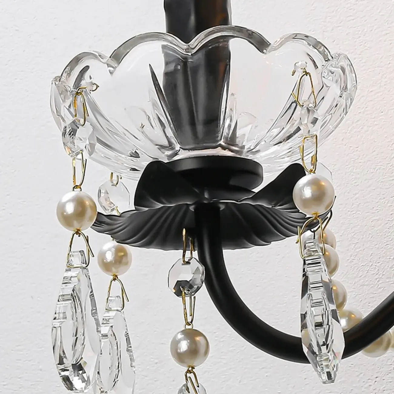 Black Modern 2-Light Candelabra Wall Sconce with Crystal